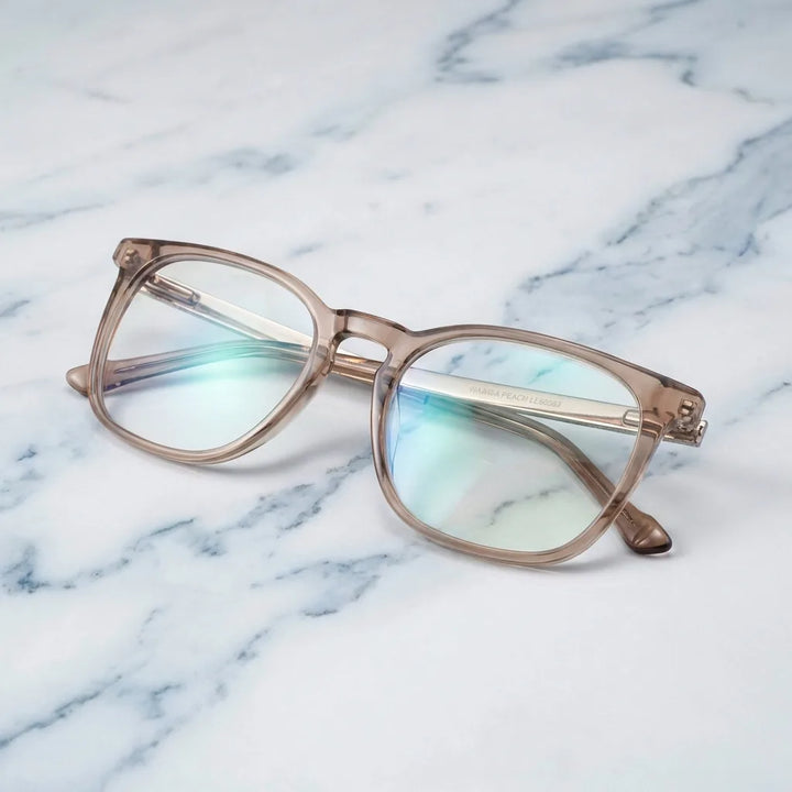 Lenses optical waimea steel optic blonde crystal sobre mármol white elegante frame premium bonoboss #editorial_armazon #color_blonde-crystal