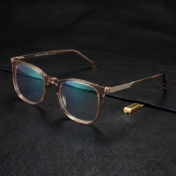Lenses optical waimea steel optic blonde crystal sobre black leather with detalle brass gold calidad premium prescription bonoboss #editorial_banner_confianza #color_blonde-crystal