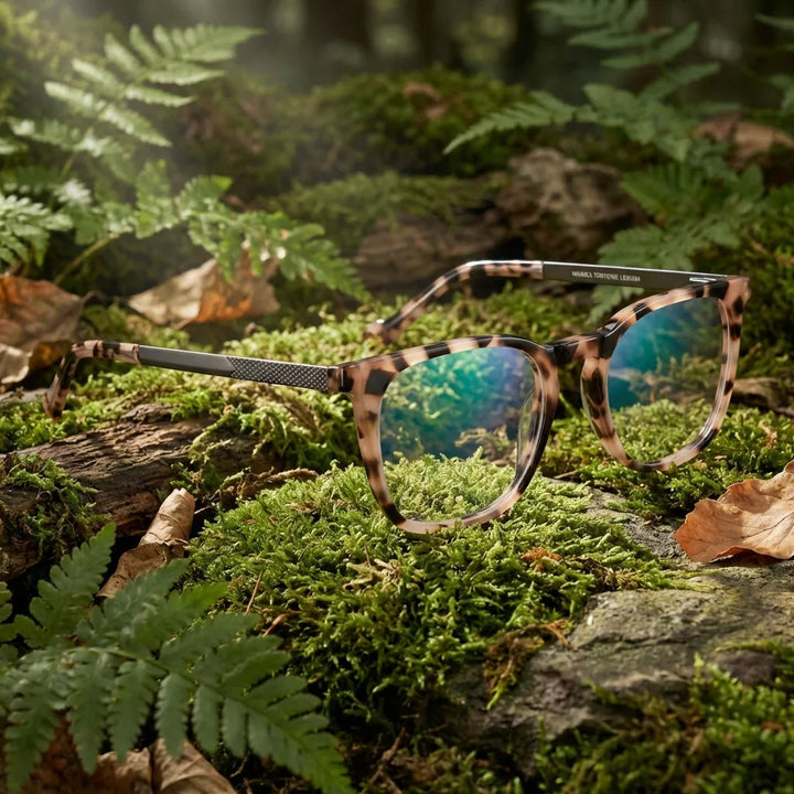 Lenses optical waimea steel optic blonde crystal in bosque green natural diseño sustainable bonoboss #editorial_sustentabilidad #color_blonde-crystal