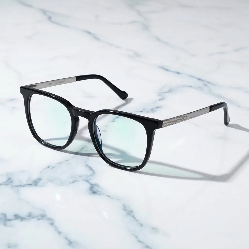 Lenses optical waimea steel optic black sobre mármol white elegante frame premium bonoboss #editorial_armazon #color_negro