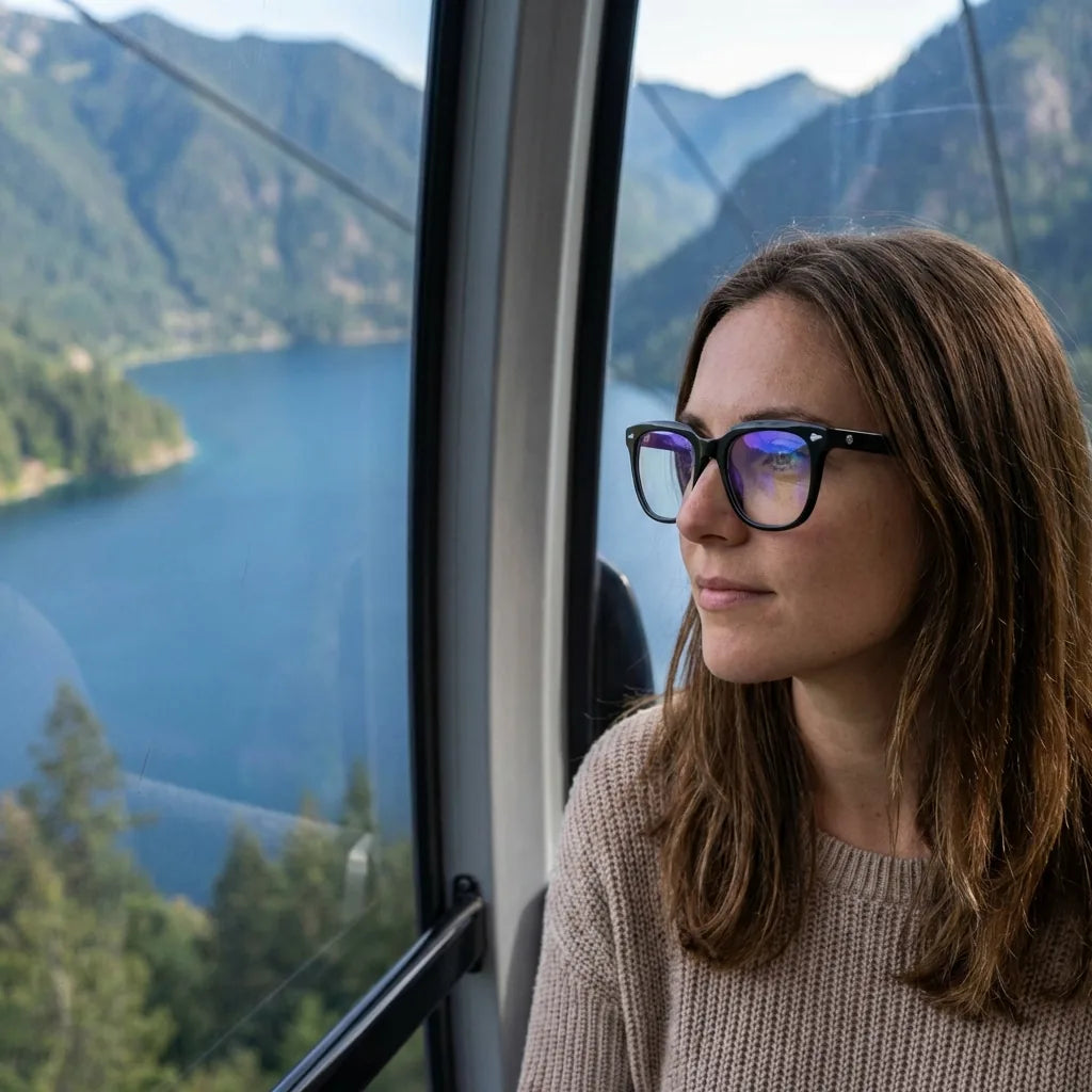 Lenses optical selkie green women in terraza with vista panorámica bonoboss #editorial_lifestyle2 #color_verde