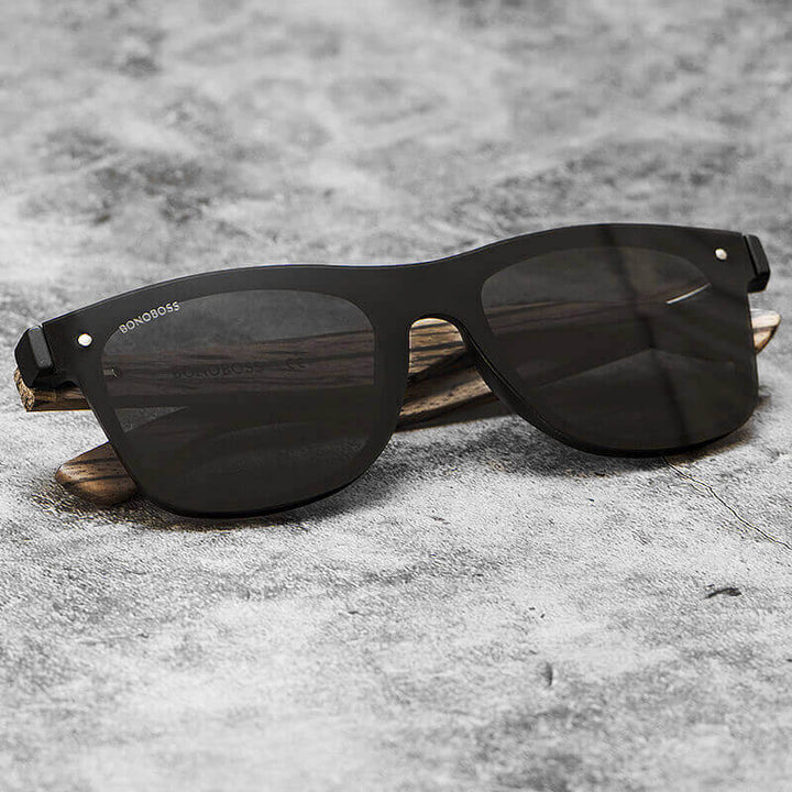 Un anteojo sun polarizado with wooden temples and diseño flores for men and women round face large Bonoboss #color_flores
