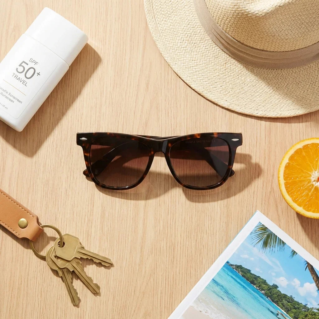 Lenses sun valencia polarized acetate wayfarer blue entre hojas monstera botanico tonos frescos bonoboss #editorial_grid2 #color_azul