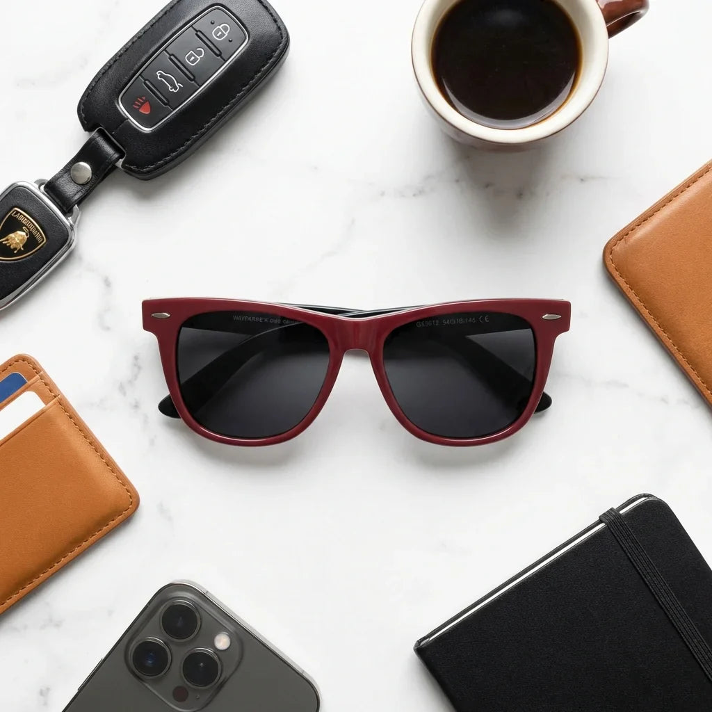 Lentes sol Valencia polarizados acetato wayfarer rojo composicion urban kit estilo ciudad audaz Bonoboss #editorial_detail2 #color_rojo