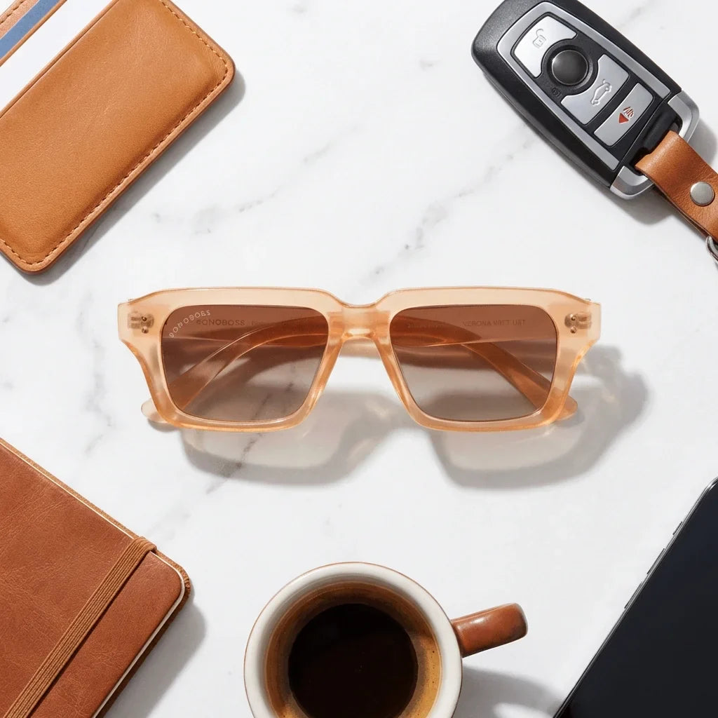 Lenses sun verona polarized rpet recycled of the oceano champagne urban composition kit look femenino ciudad bonoboss #editorial_detail2 #color_champagne