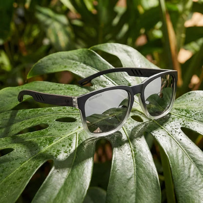 Lentes sol Waimea polarizados UV400 lente espejado gris entre vegetacion tropical botanico frescura Bonoboss #editorial_banner #color_espejado-gris