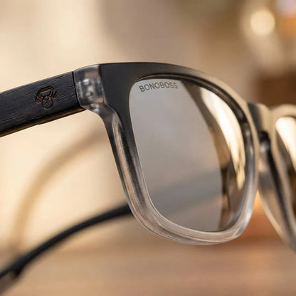 Lentes sol Waimea polarizados lente espejado gris detalle close-up textura material acabado espejo Bonoboss #editorial_grid1 #color_espejado-gris