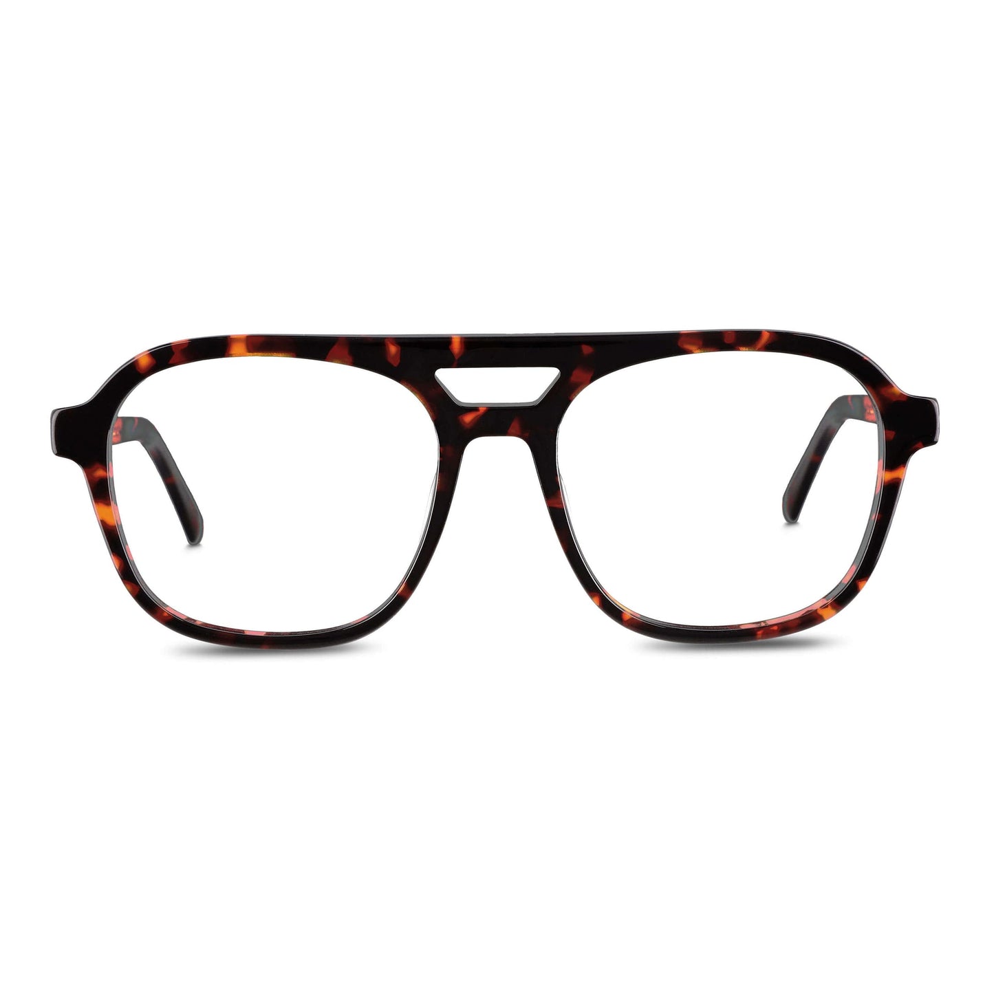 anteojos opticos para hombre y mujer diseño aviador color carey con patas de madera reciclada sustentable vista frontal. Mayorista de opticas y distribuidor por mayor#color_carey