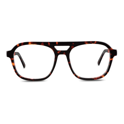 anteojos opticos para hombre y mujer diseño aviador color carey con patas de madera reciclada sustentable vista frontal. Mayorista de opticas y distribuidor por mayor#color_carey