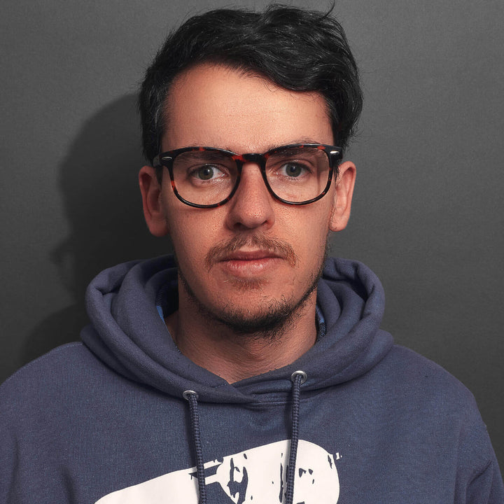 Eyeglasses oval acetate tortoise for men and women round face large blue light filter. Bonoboss #color_carey