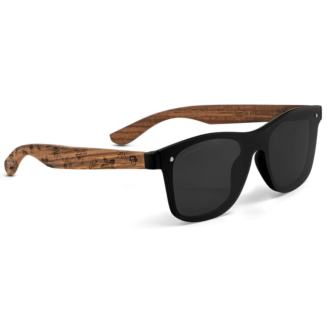 Un anteojo sun polarizado with wooden temples and diseño flores for men and women round face large Bonoboss #color_flores