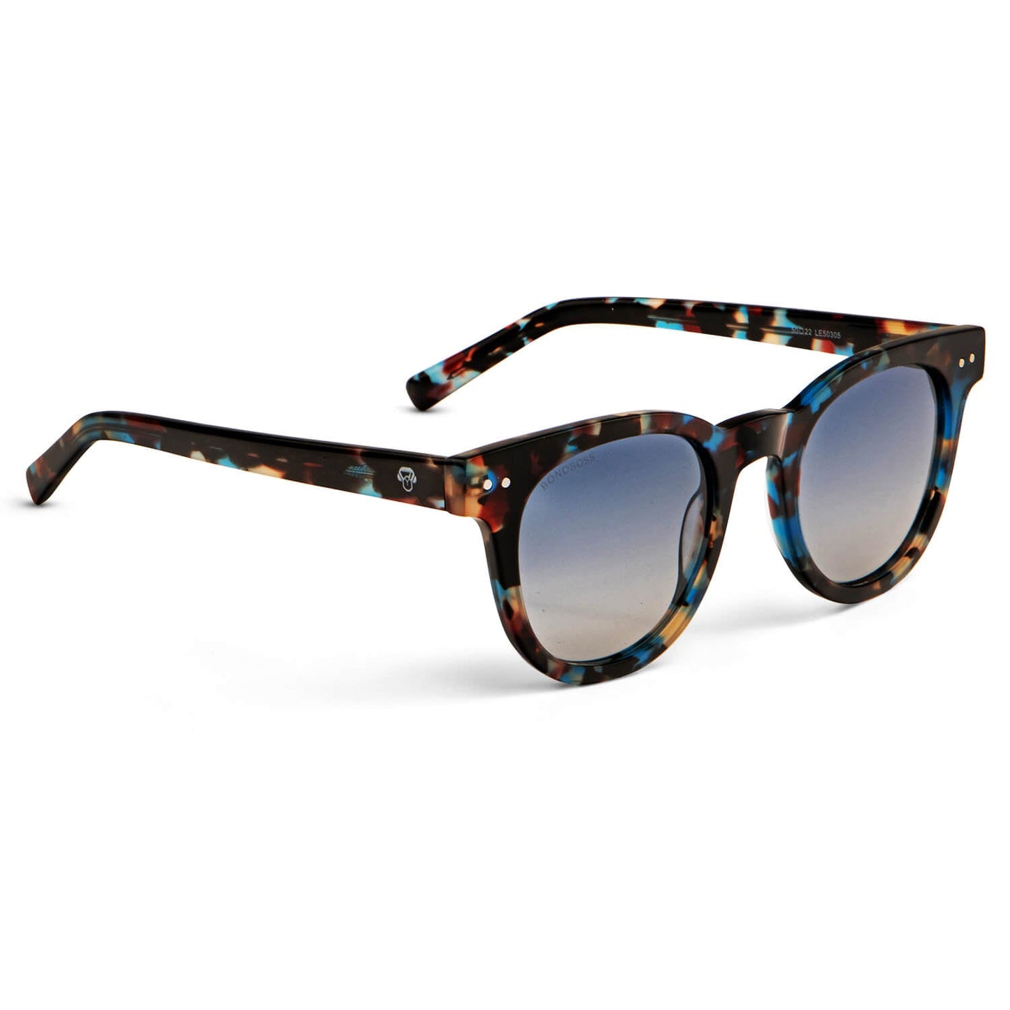 lentes redondos grandes polarizados de sol hombre mujer con receta vista laterla color azul #color_azul-marble