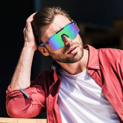 lentes de sol deportivos polarizados de para hombre y mujer color azul reflectantes  #color_azul