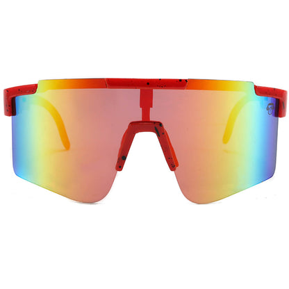 lentes de sol deportivos polarizados de para hombre y mujer color rojo reflectantes  #color_rojo