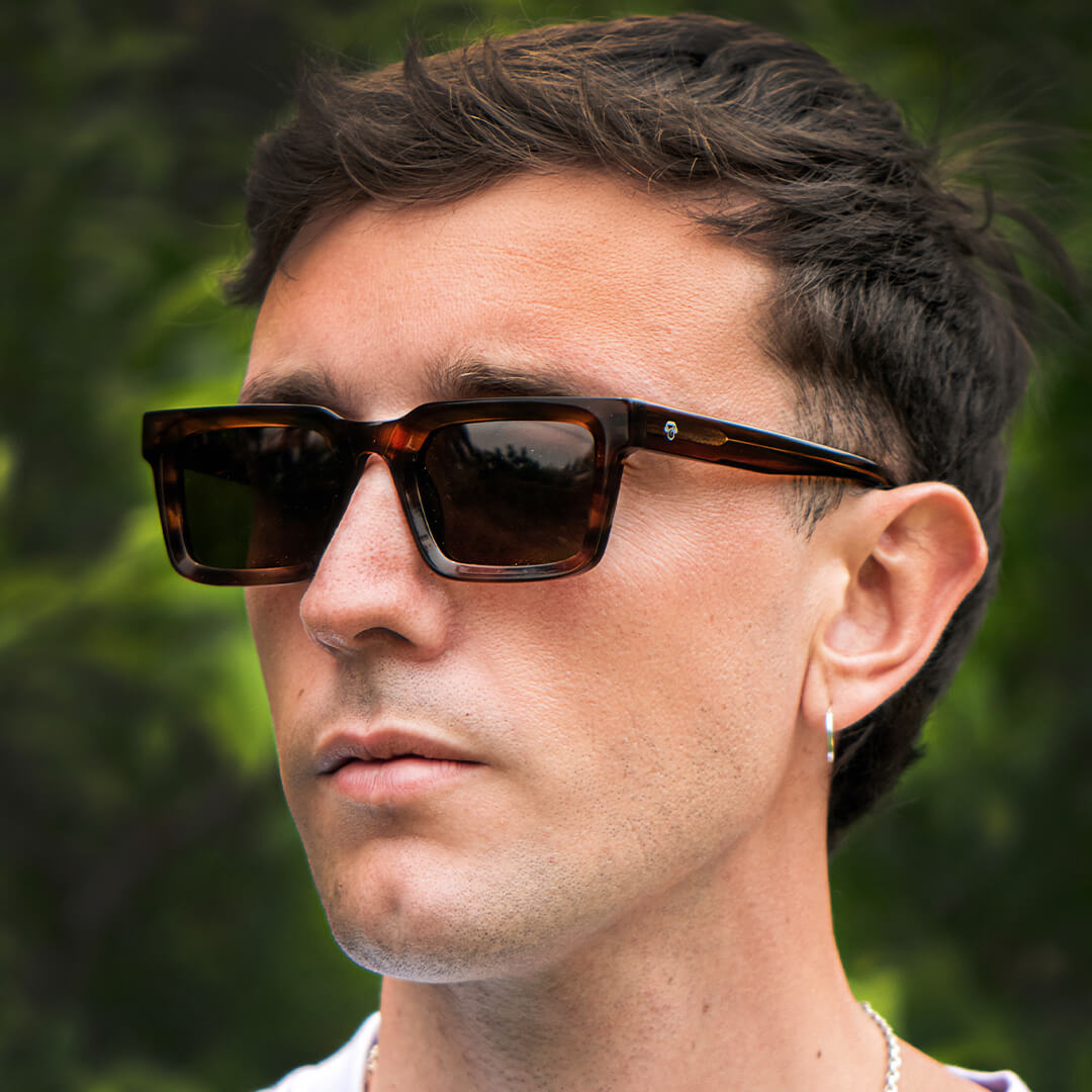 Sunglasses polarized for men and women rectangular tortoise cristal café larges for round face Bonoboss #color_brown