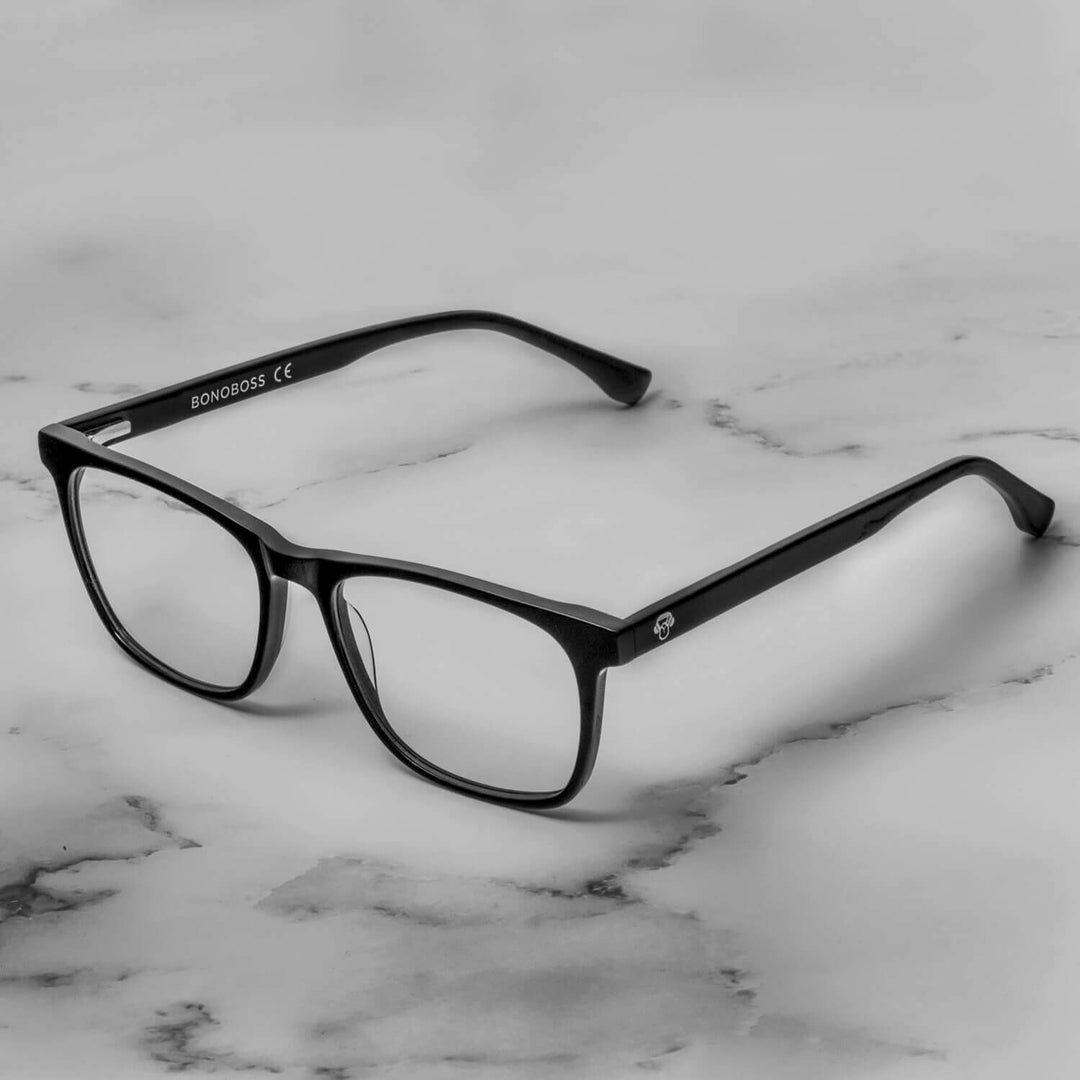 Marcos lenses optical oval rectangular black multifocal bifocal adelgazado blue light filter men women Bonoboss #color_negro