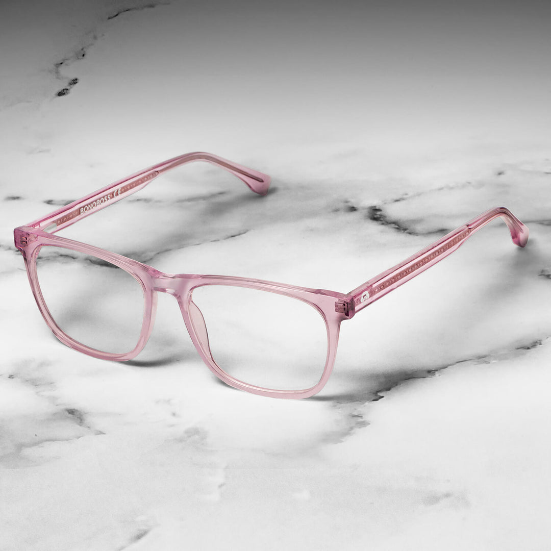 Marcos lenses optical oval rectangular pink multifocal bifocal adelgazado blue light filter men women Bonoboss #color_durazno