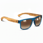 anteojos de sol polarizados de plastico reciclado rectangulares para hombre y mujer con pata de madera de zebrano y marco de color azul cristales espejados vista angulada #color-marco_ocean