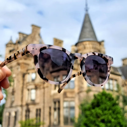 lentes redondos grandes polarizados de sol hombre mujer con receta vista laterla color marble #color_marble