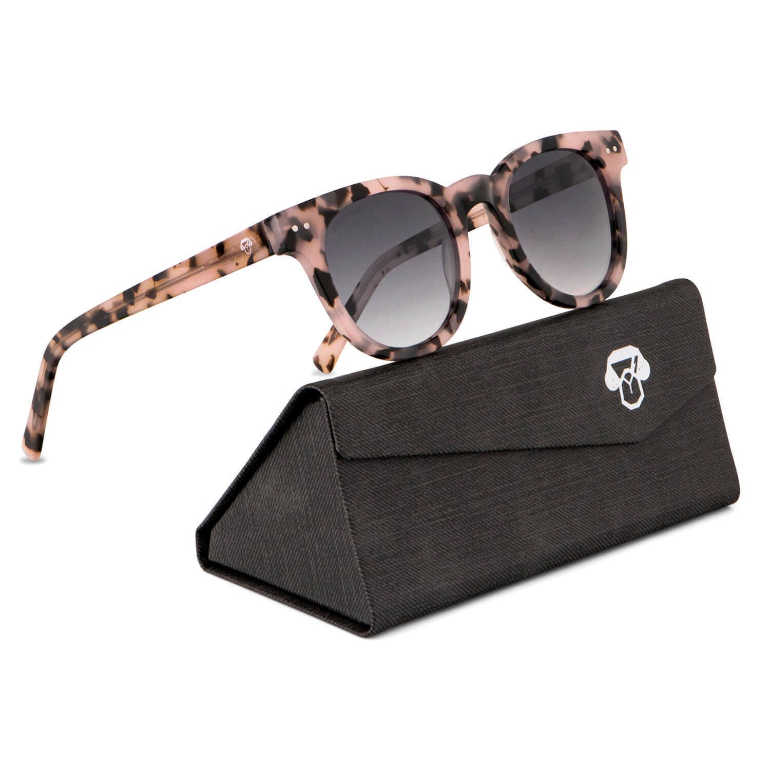 lentes redondos grandes polarizados de sol hombre mujer con receta vista laterla color marble