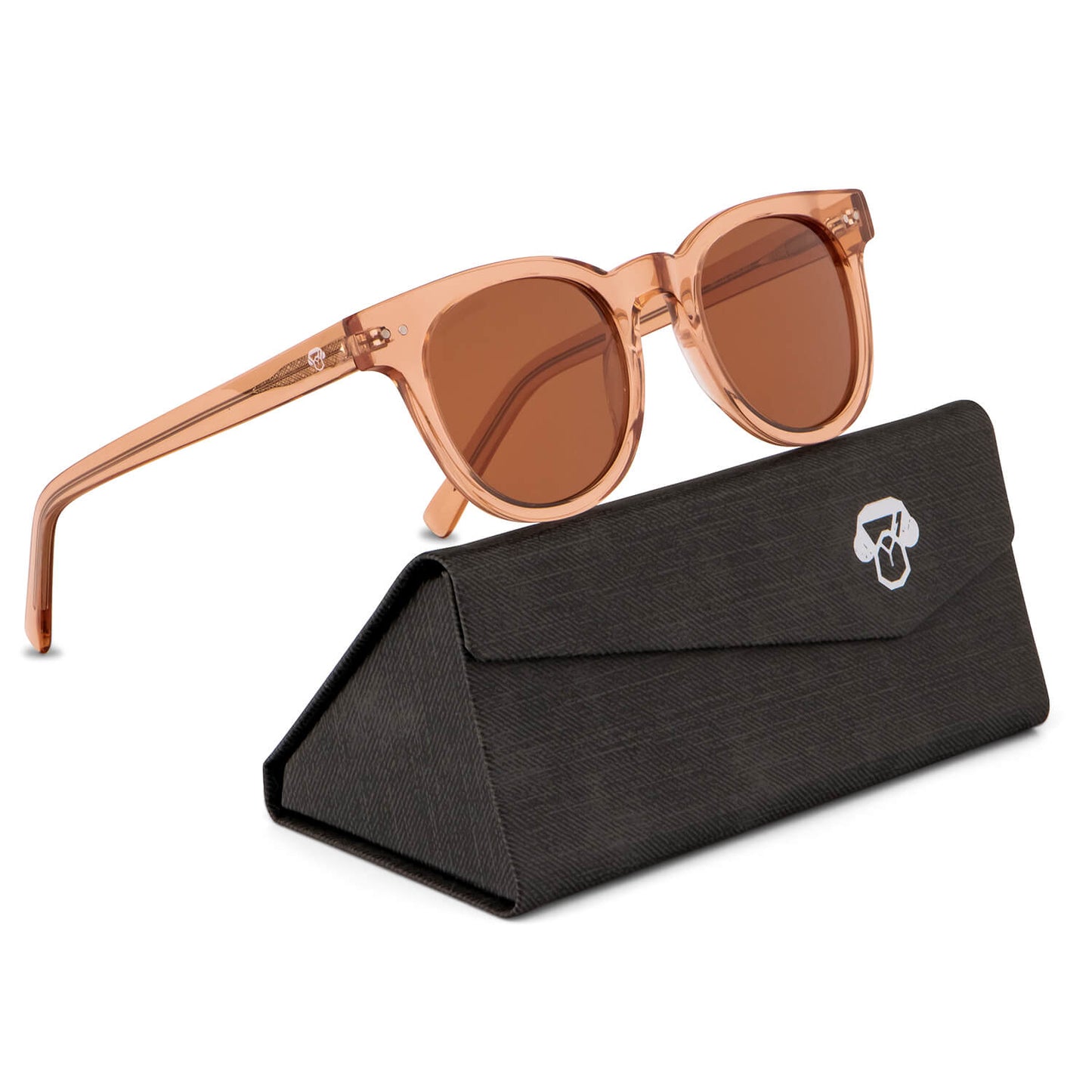 lentes anteojos de sol polarizados redondos damasco cristal color café para hombre y mujer #color_lightsalmon