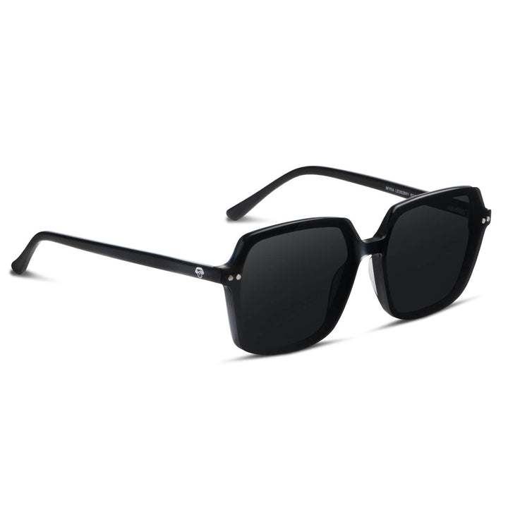 Optical frames octagonales with sobre lente sun clip-on iman polarized for men and women black angled view montados Bonoboss #color_negro