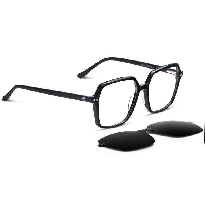 Optical frames octagonales with sobre lente sun clip-on iman polarized for men and women black angled view Bonoboss #color_negro