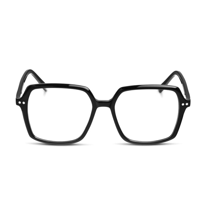 Optical frames octagonales with sobre lente sun clip-on iman polarized for men and women black front view Bonoboss #color_negro