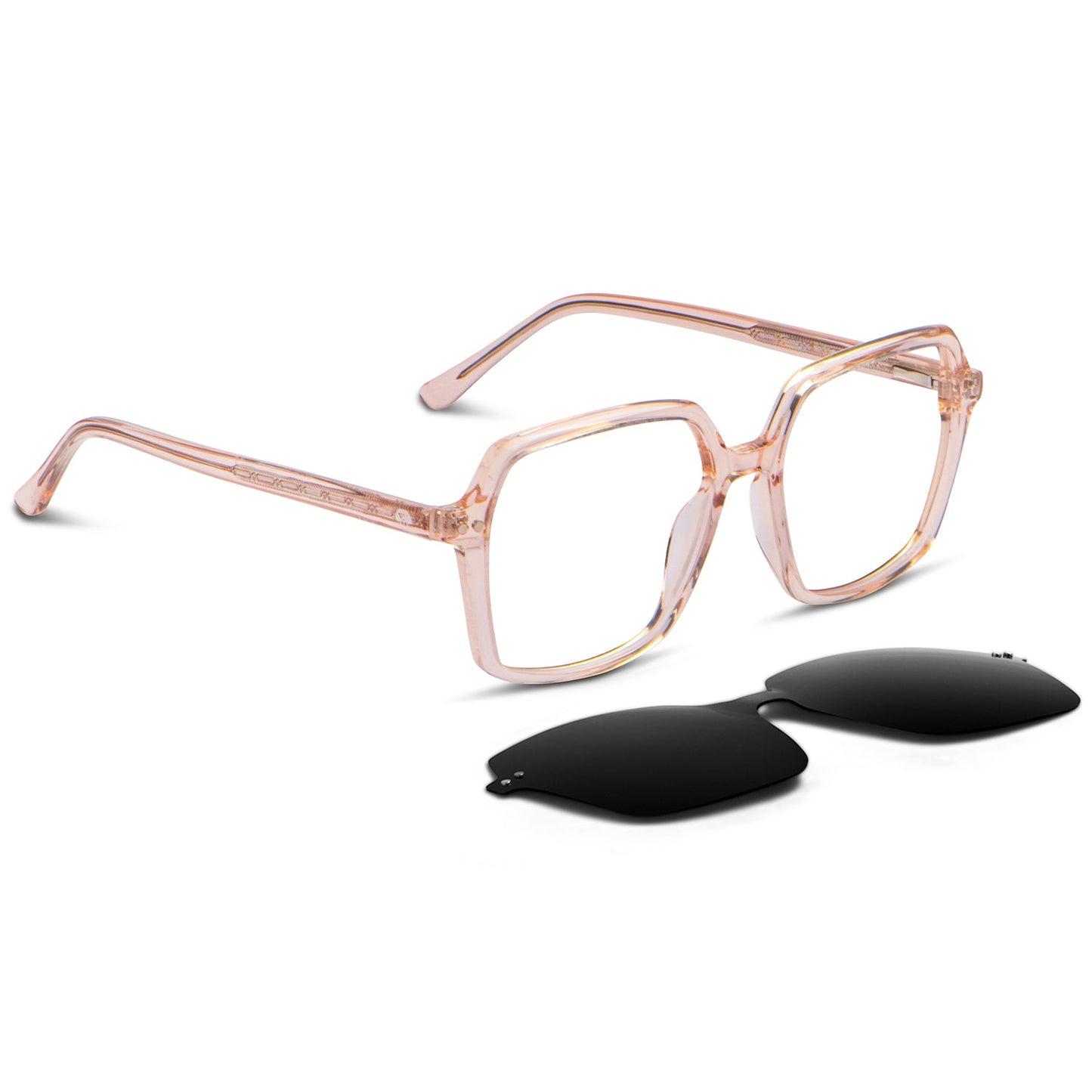 marcos opticos octagonales con sobre lente clip sol iman polarizado para hombre y mujer de color durazno o rosado  #color_damasco
