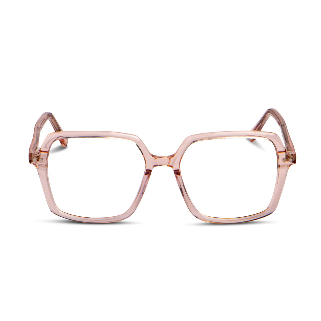 Optical frames octagonales with sobre lente sun clip-on iman polarized for men and women color durazno or pink front view Bonoboss #color_damasco
