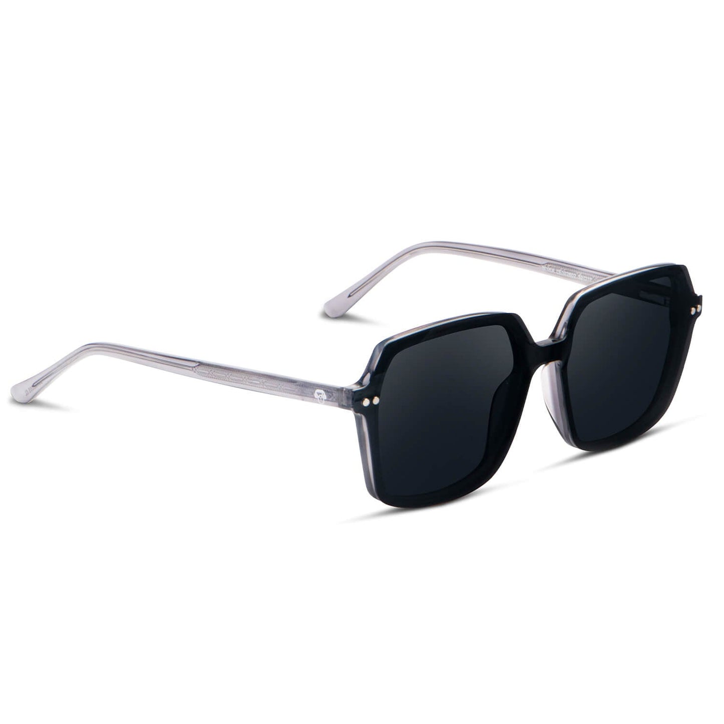 marcos opticos octagonales con sobre lente clip sol iman polarizado para hombre y mujer de color transparente vista angulada #color_transparente