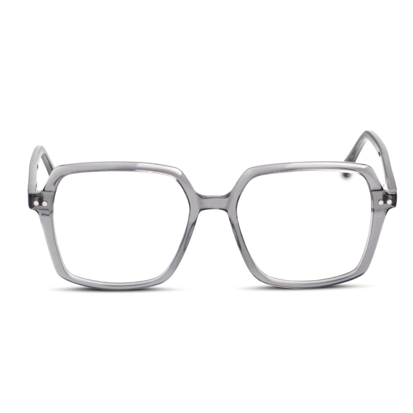 marcos opticos octagonales con sobre lente clip sol iman polarizado para hombre y mujer de color transparente  vista frontal #color_transparente