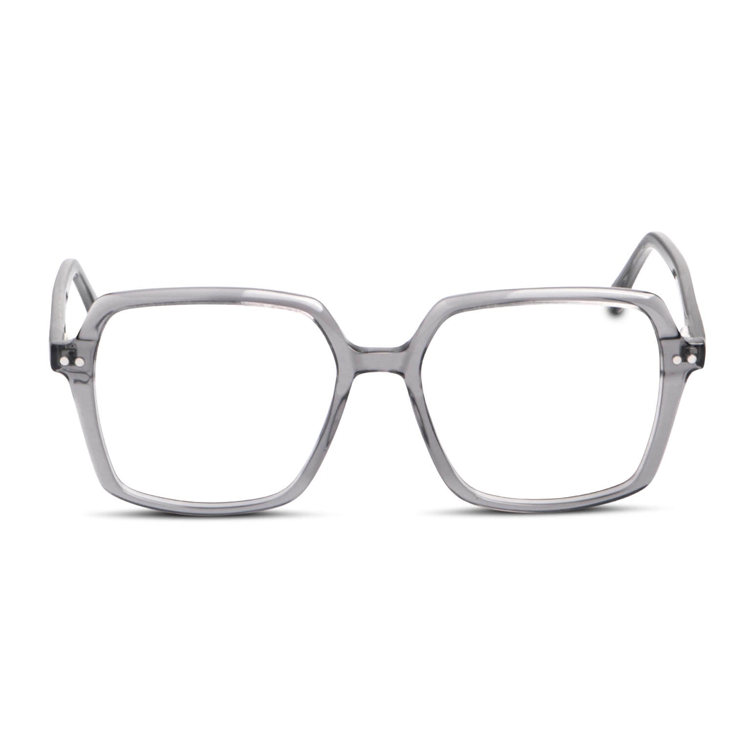 marcos opticos octagonales con sobre lente clip sol iman polarizado para hombre y mujer de color transparente  vista frontal #color_transparente