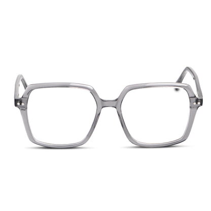 marcos opticos octagonales con sobre lente clip sol iman polarizado para hombre y mujer de color transparente  vista frontal #color_transparente