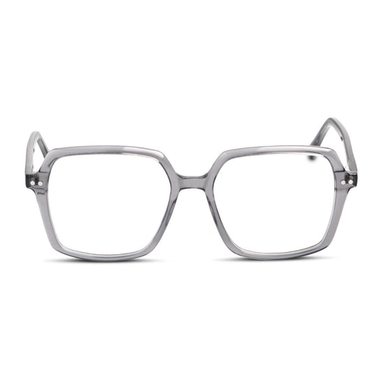 marcos opticos octagonales con sobre lente clip sol iman polarizado para hombre y mujer de color transparente  vista frontal #color_transparente