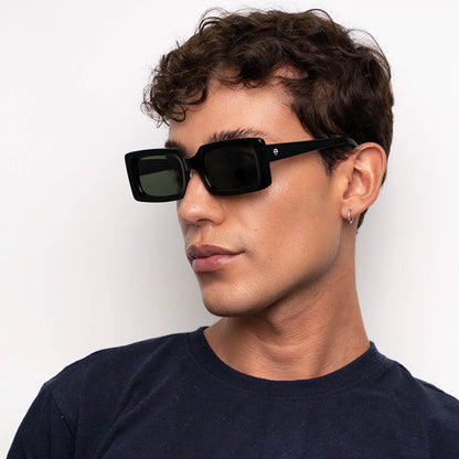 anteojos de sol rectangulares de acetato polarizados color negro cristal g15 para hombre y mujer #color_negro