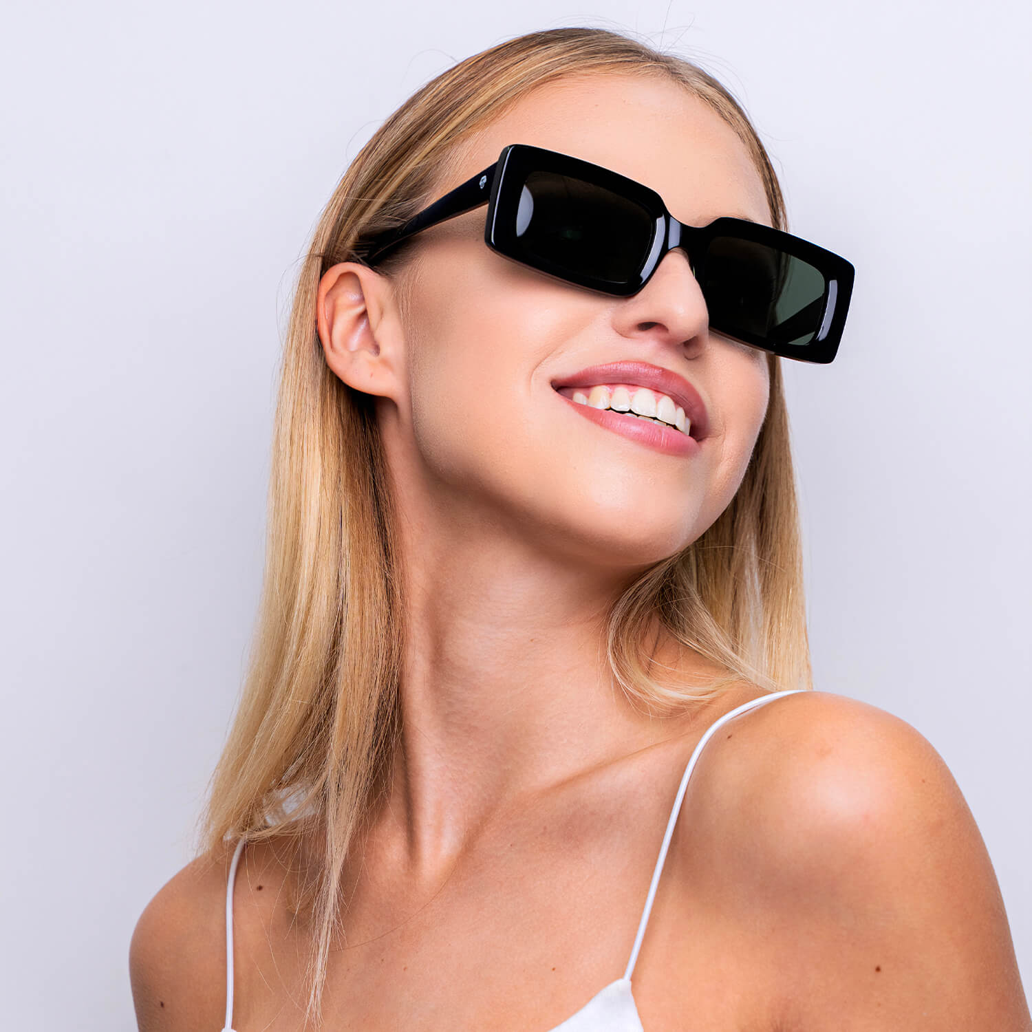 anteojos de sol rectangulares de acetato polarizados color negro cristal g15 para hombre y mujer #color_negro