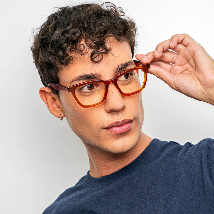 Lenses optical acetate forma rectangular ovalada color café for men and women optical distribuidor mayorista opticas Bonoboss #color_brown
