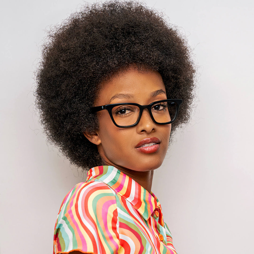 Eyeglasses optical for women square moda sustainable acetate Bonoboss #color_negro