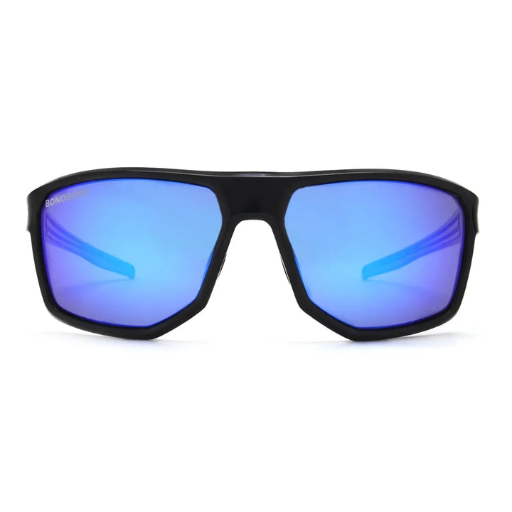 Lenses sun ollie polarized UV400 bio-acetate blue sobre metal brushed industrial surface detalle bonoboss #editorial_polarizado #color_azul