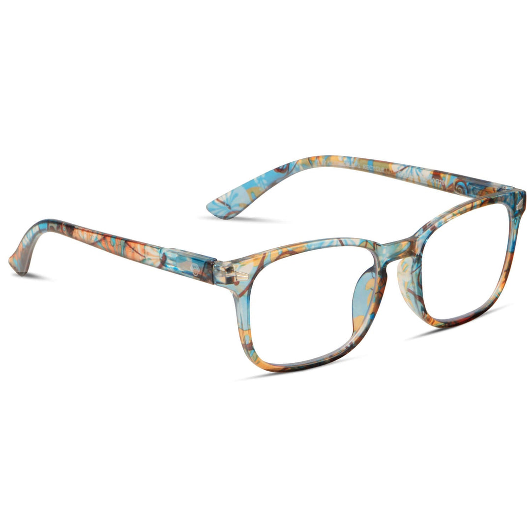 Lenses lectura oncol blue round filtro luz blue UV protection400 antirreflejo blue naranja floral unisex bonoboss