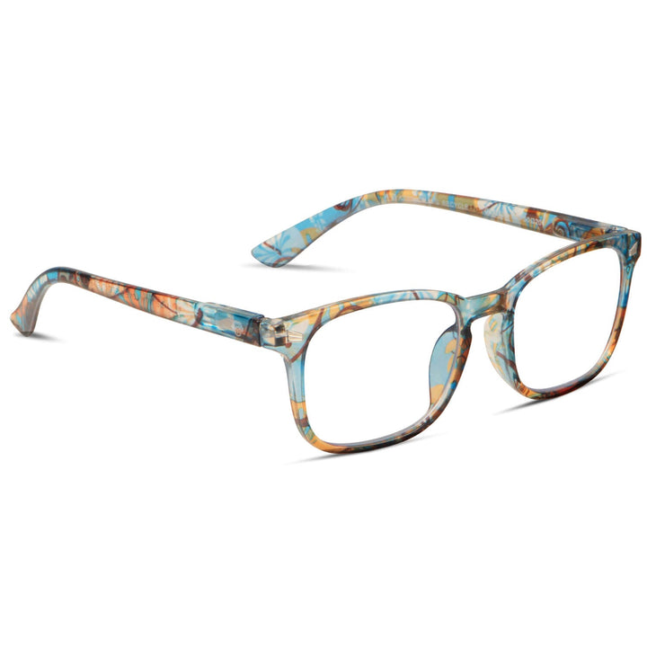 Lenses lectura oncol blue round filtro luz blue UV protection400 antirreflejo blue naranja floral unisex bonoboss