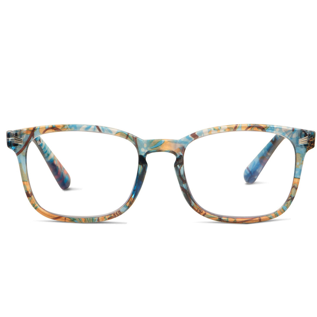 Lenses lectura oncol blue round filtro luz blue UV protection400 antirreflejo rpet recycled blue naranja floral unisex bonoboss