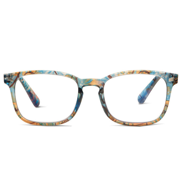 Lenses lectura oncol blue round filtro luz blue UV protection400 antirreflejo rpet recycled blue naranja floral unisex bonoboss