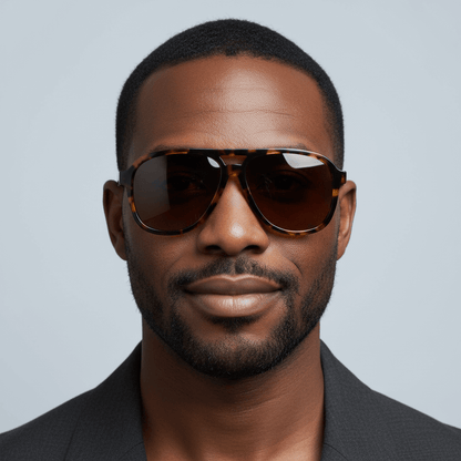 un hombre de cara redonda usando lentes de sol aviador modelo orson de bonoboss #color_carey