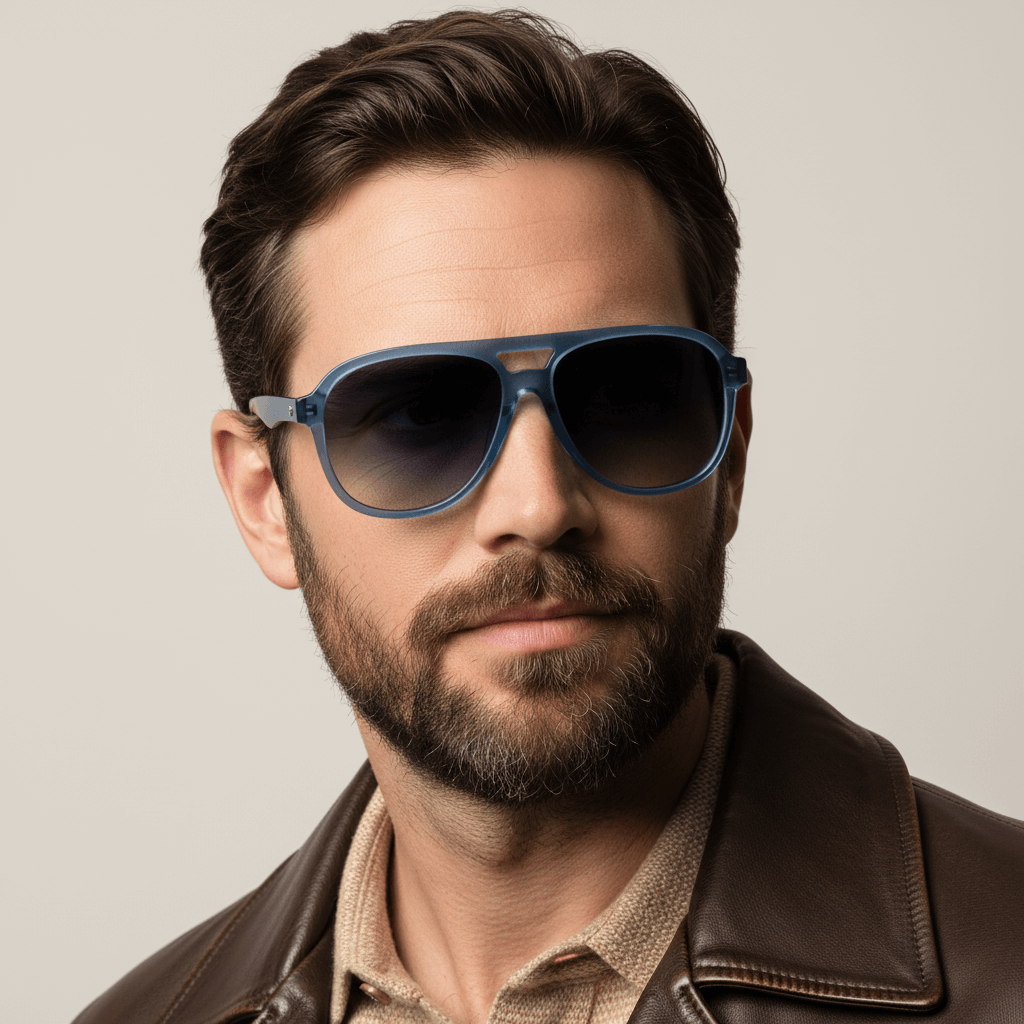Un men wearing lenses aviador retro vintage xl larges Bonoboss #color_azul