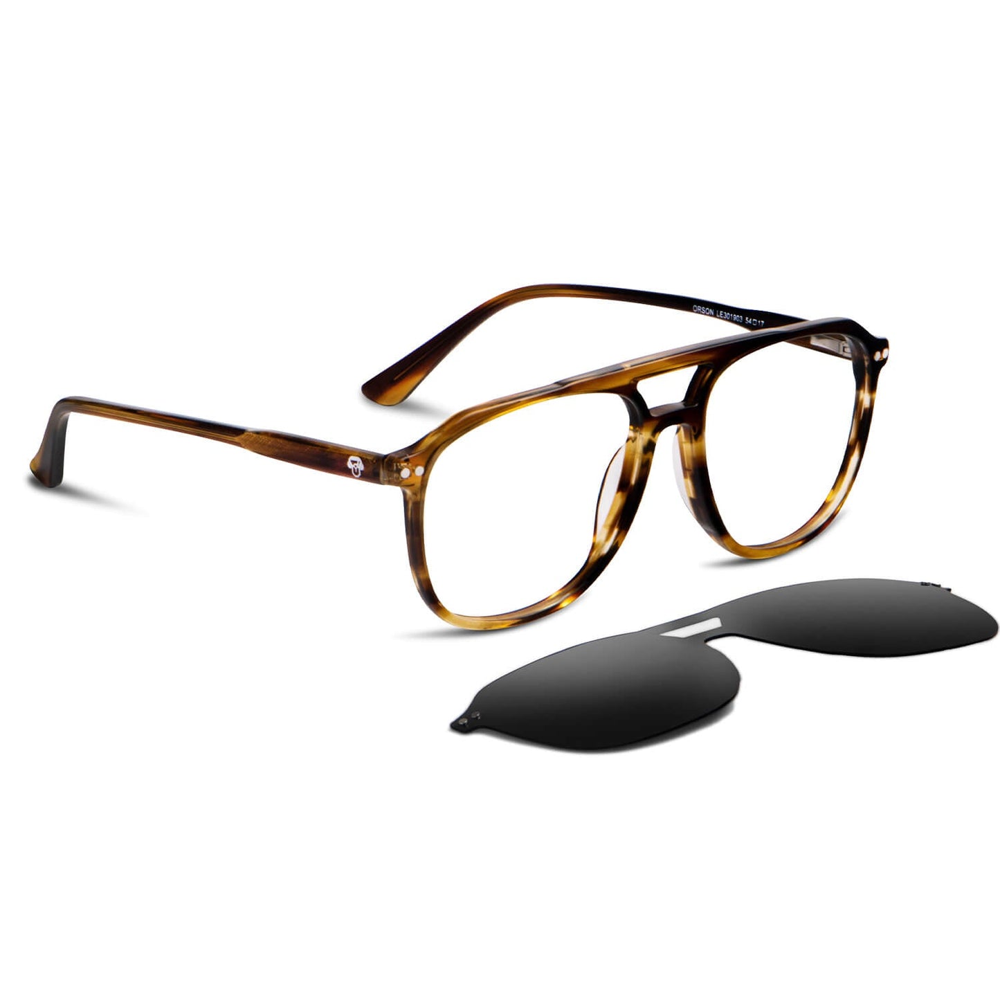 anteojos o marcos opticos ovalados amarillos sobre lente clip sol iman polarizado para hombre y mujer vista frontal  #color_yellow