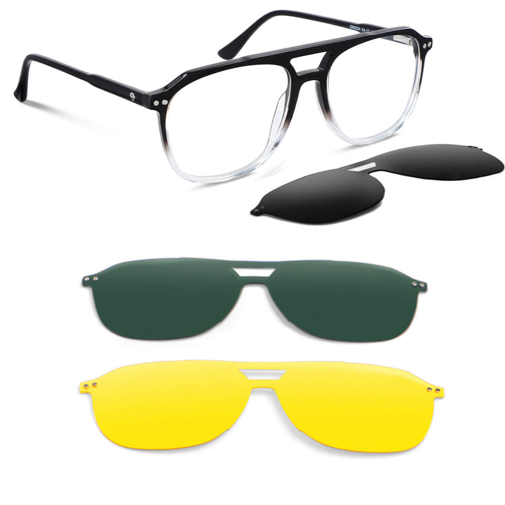 Frames optical with sun clip-on polarized modelo aviador bonoboss. lenses optical with clip prescription color gradient black #color_gradiente