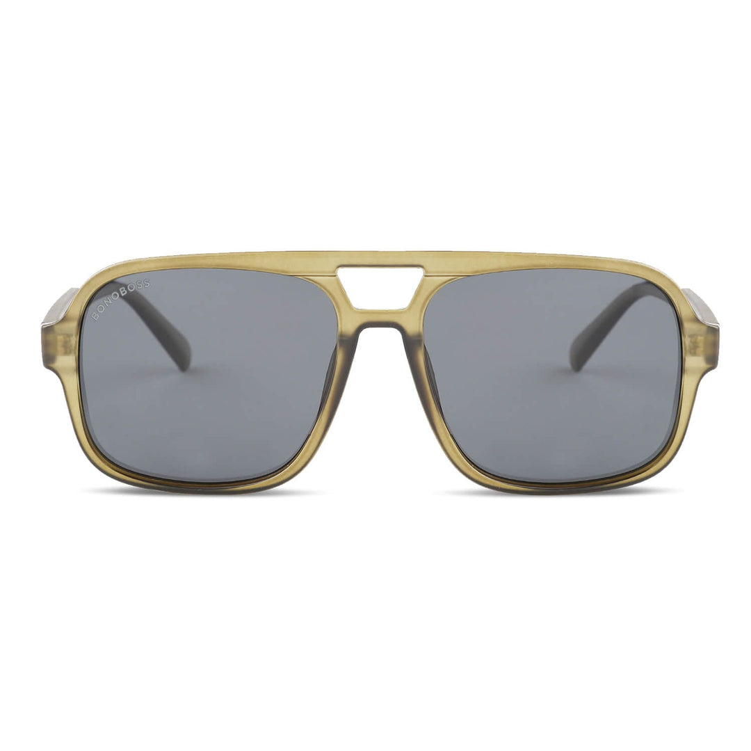 Sunglasses polarized round botellas plásticas recycleds sustainable color olive. cristal black Bonoboss #color_olive