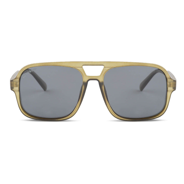 Sunglasses polarized round botellas plásticas recycleds sustainable color olive. cristal black Bonoboss #color_olive